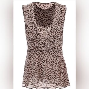 CAbi Flutter Blouse Animal Print Sleeveless